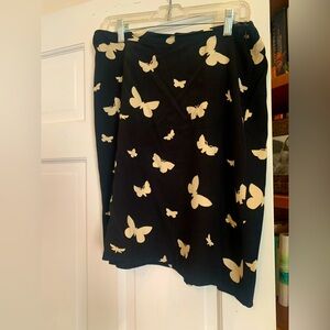 Agnes B black skirt with cream butterflies, classic pattern